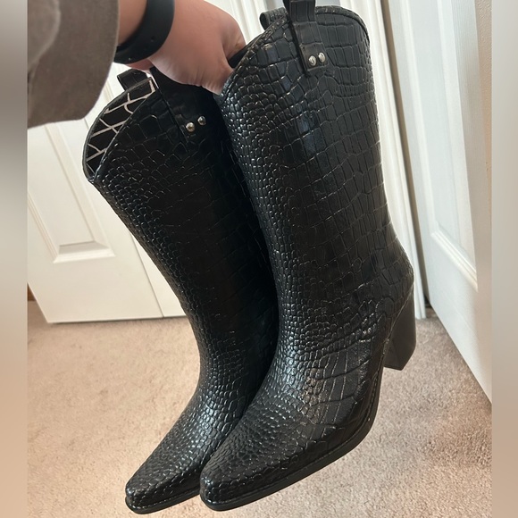 Crocodile print cowboy boots - Picture 1 of 5
